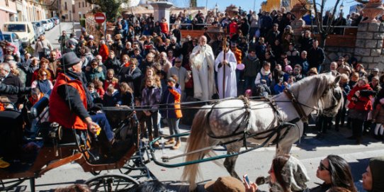 Imatge d'un moment de la benedicció de la Passada de Sant Antoni Abat.