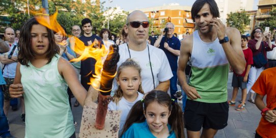 Imatge d'una edició anterior de l'arribada de la Flama del Canigó.