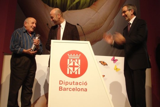 D'esquerra a dreta, Ramon Casamada, Tomàs Molina i Josep Mayoral