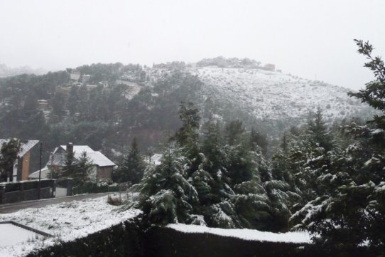 Imatge de la neu a Sant Feliu del Racó, cedida per Marc Cornet