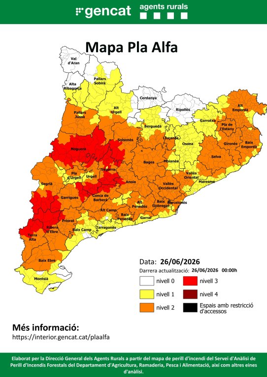 Mapa del Pla Alfa per al 26 de juny de 2026.