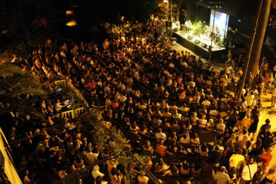 Aspecte dels Jardins al Palau Tolrà durant el concert del grup Els Amics de les Arts, el 9 de juliol de 2010