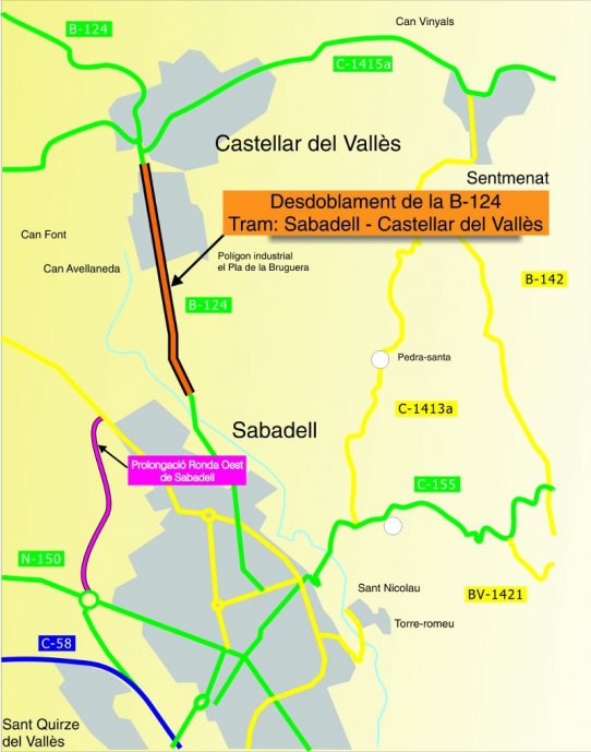 Plànol del tram del desdoblament de la B-124
