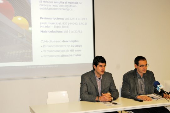 L'alcalde, Ignasi Giménez, i el regidor de Promoció Econòmica i Ocupació, Joan Creus, han presentat aquest matí l'oferta de cursos de El Mirador per al primer trimestre del 2011