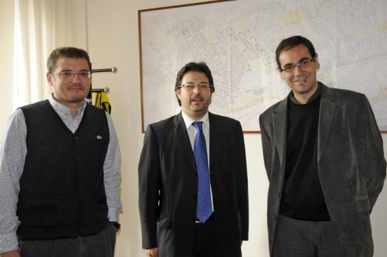 El regidor de l'Àrea de Territori, Aleix Canalís, el director general de CIMALSA, Isidre Gavín, i l'alcalde de Castellar, Ignasi Giménez