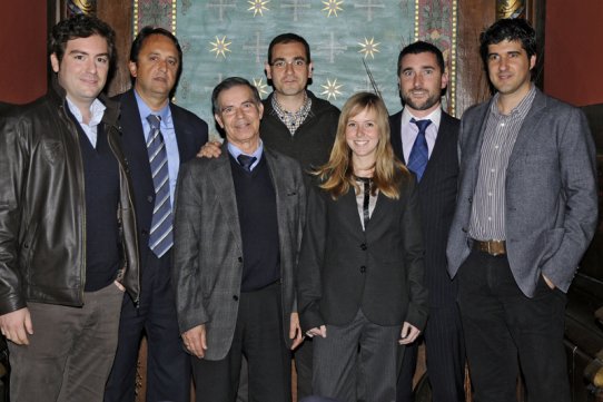 L'alcalde de Castellar, el tinent d'alcalde de Promoció Econòmica i Innovació, i els representants d'ASEMCA, Eurona i Bytemaster