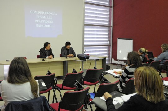 El consultor Miquel Caballé i el regidor de Promoció Econòmica i Innovació, Joan Creus, durant la presentació de la jornada