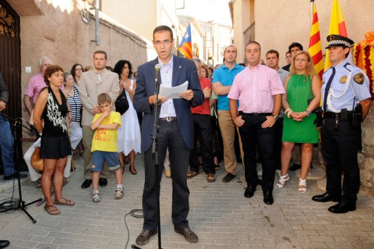 L'alcalde, Ignasi Giménez, pronunciant el discurs oficial de la Diada Nacional de Catalunya